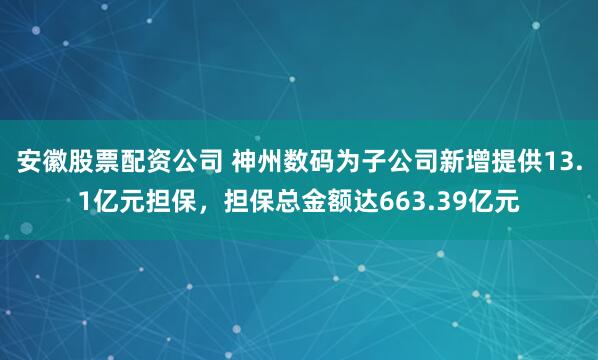 安徽股票配资公司 神州数码为子公司新增提供13.1亿元担保，担保总金额达663.39亿元